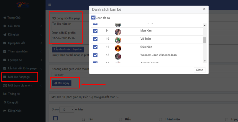 phần mềm đăng bài quảng cáo facebook tự động mời like page