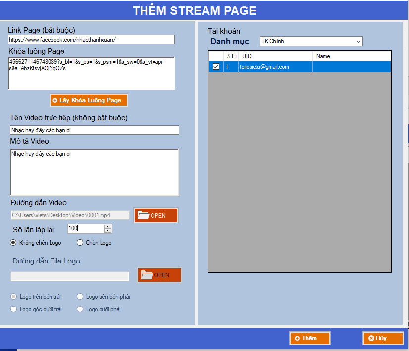 phan mem phat lai livestream1 Cập nhật phiên bản 1.2 của phần mềm phát lại Livestream tự động