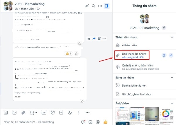 cách lấy link nhóm zalo trên máy tính