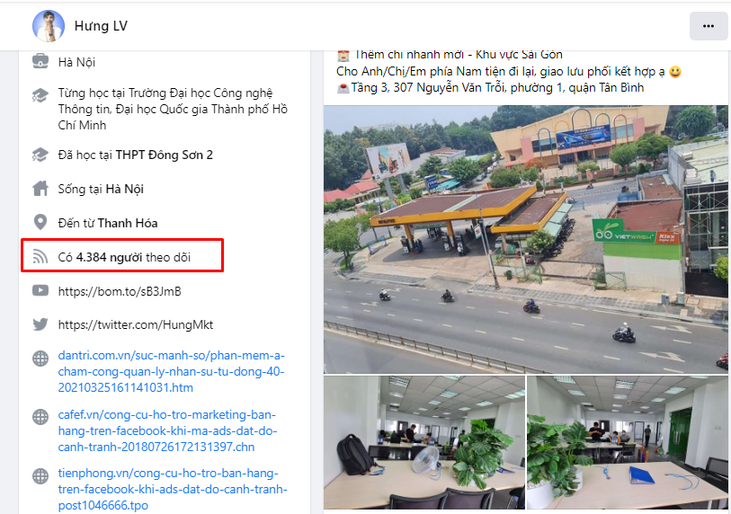 Lượt theo dõi facebook