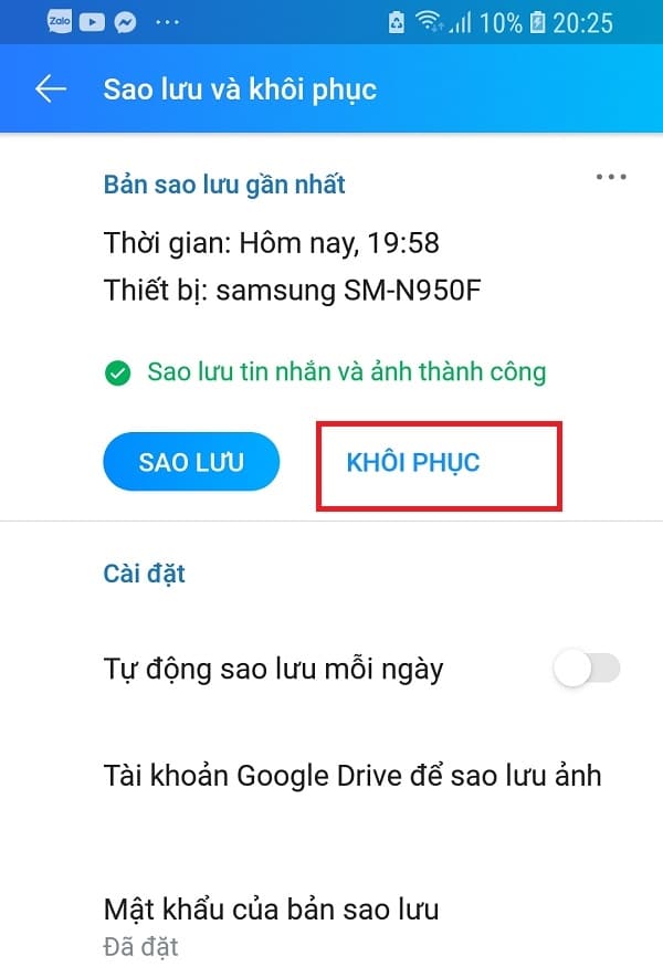 Khôi phục tin nhắn