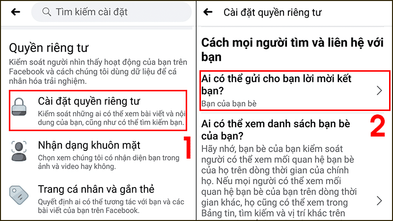 chọn “Ai có thể gửi cho bạn lời mời kết bạn?”