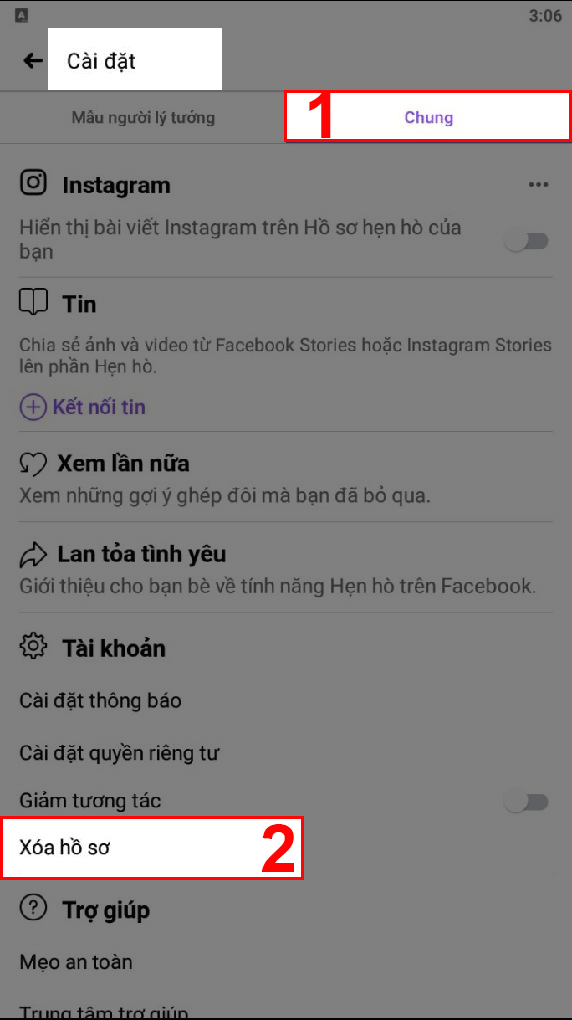 Xoá hồ sơ hẹn hò