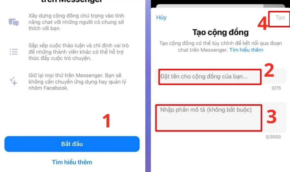 đặt tên và mô tả nhóm chat