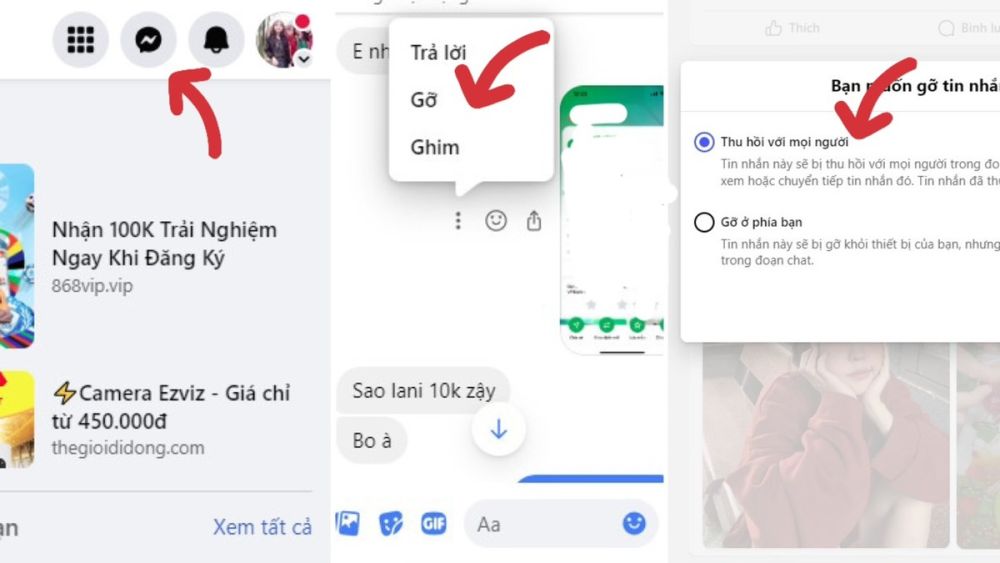 Thu hồi tin nhắn trên messenger bằng máy tính