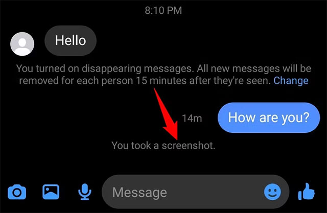 Facebook sẽ gửi thông báo nếu bạn chụp ảnh màn hình của một tin nhắn tự xóa