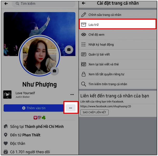 Tìm đến mục Lưu trữ