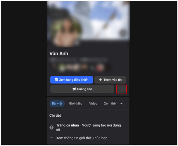 Click vào biểu tượng dấu 3 chấm